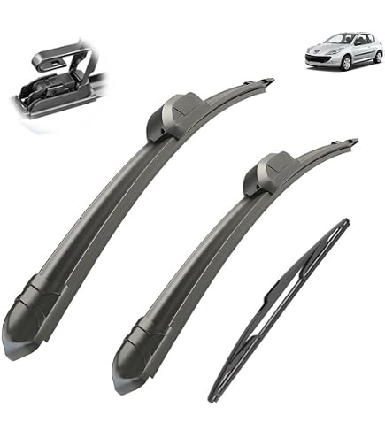 AOQ – Set 3 Tergicristalli Aero Flat Per Peugeot 207 (3/5 Porte, Escluso SW) – Anteriori + Posteriore