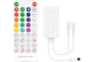 BTF-LIGHTING SP617E Controlador LED Bluetooth para SK6812RGBW WS2814RGBW TM1824 RGBW Tira de LED Micrófono incorporado Modo de música sincronizada Temporizador 3 botones/Control remoto IR/Control APP