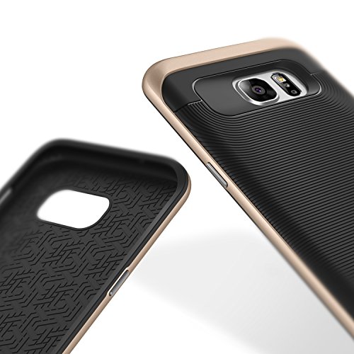 Caseology Funda Galaxy S7 Edge   Serie Wavelength  Protectora Doble Capa Texturizada con Ajuste de Precision y sujecion Segura  Negro Oro - Black Oro  para Samsung Galaxy S7 Edge  2016 