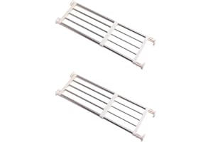 BAOYOUNI 2 Stück Teleskop Garderobensystem Regal, Kleiderschrank Teleskopregal für Küche, Badezimmer, Bücherregal, Schrank Regalböden, 5 Edelstahl-Stangen, Ohne Bohren, Ausziehbar 50-80cm