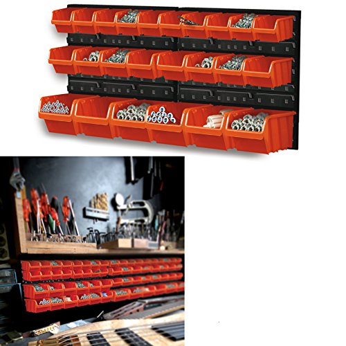 Wandregal + Stapelboxen 26 teilig Box Werkstatt Regal Lagerregal Werkstattregal