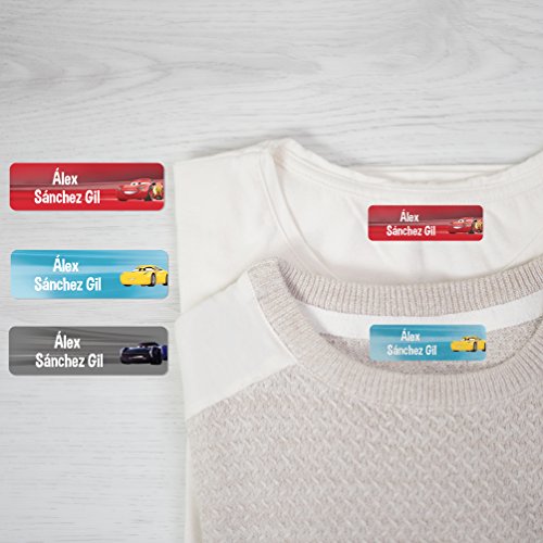 Ludilabel - Lote de 24 etiquetas termoadhesivas para ropa - Disney Cars 3