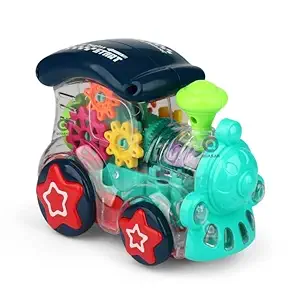 VISIONARY Transparent 3D Toy 360 Degree Rotation, Gear Simulation Mechanical Sound and Light Toy for 2-5 Years Boys and Girls (Train)