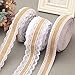 Produktbild 3 Stück Natürlich Vintage Leinwand Hessische Jute Band Handwerk Farbband mit Weisse Spitzen für DIY Handgemacht Hochzeit Handwerk Spitze Leinen Sackleinen Handwerk Band Rolle mit Weißer Spitze 200 cm
