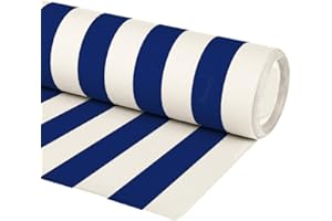 Byour3 - Tejido por Metro para Toldos Exteriores Protección UV Sombra Balcón Veranda Lonas Gazebo Lateral Abatible Pérgola Toldo Camper Cojines Barco (Blanco Azul, 200 cm Ancho Rollo)