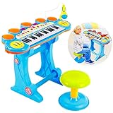 PIANO KINDERPIANO KEYBOARD SPIELZEUG KLAVIER KP8285 MUSIKINSTRUMENT MIKROFON - Erhältlich in 2 Farben: Rosa oder Blu-bitte in der Auktion auswählen; Ein muss für unsere kleine Superstars