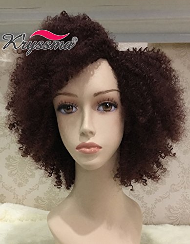 K’ryssma Burgundy Curly Wigs for Black Women High Quality Long Synthetic Hair Cheap Kinky Curly Wig uk - 4