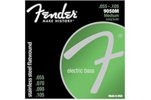 Fender Stainless 9050's Bass Strings, Stainless Steel Flatwound, 9050M .055-.105 Gauges, (4)