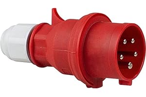 as - Schwabe CEE Stecker 400V/16A/5-polig - Starkstrom Stecker mit Schraubanschlüssen - Stromstecker Schlagfest - Zugentlastung - Spritzwassergeschützt IP44 - Made in Germany - Rot, 61420