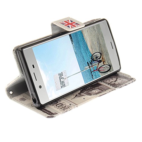 Sony Xperia X Compact Lederhülle, Asnlove PU Ledertasche Schutzhülle + Weich Hülle Stand Feature Flipcase Tasche Leather Case mit Standfunktion Tablet Etui mit Karte Slots für Sony Xperia X Compact (nur für Xperia X COMPACT geeignet ) – London Umschlag - 5