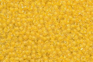 BOHEMIA CRYSTAL VALLEY 20g (1729 pcs) Round Rocailles Glass Seed Beads Preciosa Ornela 10/0, 2.2-2.4 mm (0.09-0.09 inches), crystal, colour lined yellow, rainbow (58583)