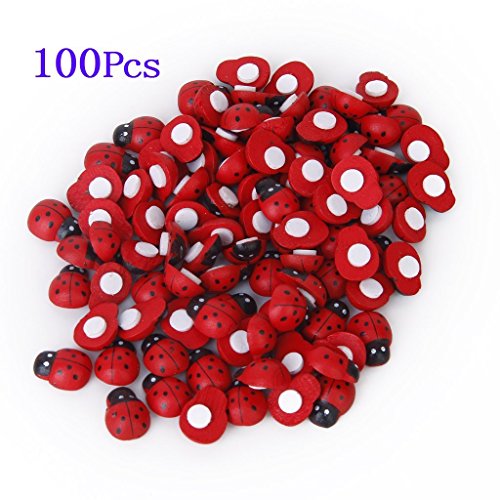 Preisvergleich Produktbild 8m 100 pieces small wood scarabs with sticky sponge ladybug stickers