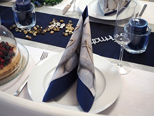 SET: 40+50 Servietten Fisch Steine Blau Kommunion Konfirmation Tischdeko Deko - 4