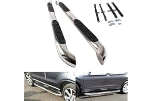 RZG Polished Chrome Stainless Steel Side Step Skirt Rail Protection Guard Bar Running Board Kit For 2007-12 CR-V MK III