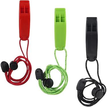 Lot De 6 Sifflets De Survie 3 Trous - Décibel élevé, Avec Cordon - Pour Randonnée, Camping, Urgences - 7