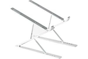 VVGAOGES Laptop Ständer,Aluminium Höhenverstellbarer Belüfteter Notebook Ständer,Faltbarer tragbarer Laptop Stand Halterung alle 10-15,6 ” Laptops Tablet (Silber)