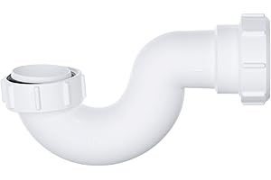 Hulthor Easy-Fit Bath Trap – 40mm Shallow Bath/Shower Waste P Trap, White for Baths & Showers, 1.1/2 Inch