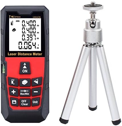 DMiotech Laser Distance Measure 196ft 60m Mini Handheld Digital Laser Distance Meter Rangefinder Measurer Tape Diastimeter Red with Tripod