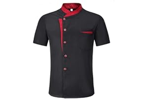 WEITING Unisex Restaurant Küchenchef Uniform Hemd Kurz-/Langarm Kochjacke Arbeitskleidung-Kurzarm-XXL