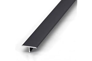 LIYI929GP Profilé en T, Noir Blanc Profil Rail De Transition Plate, Transition Facile Fixation, Bande De Moulure De Bord pour Moquette Et Revêtement De Sol, 90cm Long Aluminium Anodisé Barre De Seuil