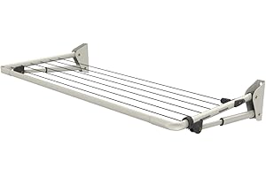 HILL'S Hills Mini Corde à Linge Pliable | Étendoir à Linge d'extérieur et d'intérieur | Fixation Murale, Dure Toute Une Vie – Espace de séchage de 7 mètres, 1,4 x 0,85 m – Brume de Surf