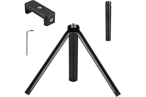 LBSAMP Mini trépied en Aluminium avec vis de 1/4-Mini Trépied Portable avec Support pour Téléphone 18cm Noir Métal Universel Trépied de Table Réglable Bureau pour Numérique Téléphone