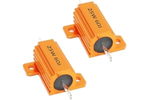 ETOPARS 2 Pezzi Resistore in Alluminio 25W 6 Ohm 5% Resistenza Alluminio Case Resistori di Carico A Filo Avvolto Oro Montato Sul Telaio Decoder Adattatore Converter