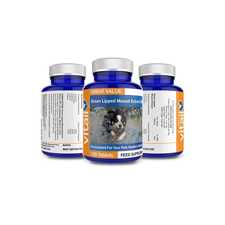 Green Lipped Mussel for Dogs, 500mg. 120 Tablets. Formulated for Your Dogs Health and Vitality