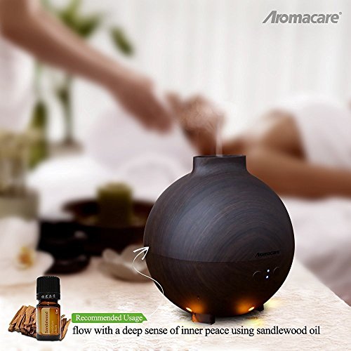 Aroma Diffuser 600ml YFeel Diffusor Luftbefeuchter Oil Düfte Humidifier Holzmaserung für Wohnzimmer, Kinderzimmer, Schlafzimmer, Baby- und Yogazimmer, SPA, Büro usw. (Dunkle Holzmaserung) - 6