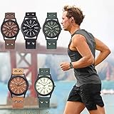 Altsommer Retro Herren Uhr,Quarz Uhr mit Lederarmband,Uhr mit Wasswerdicht,Datum Zifferblatt,Analog Quarz Uhr Männer Uhr mit Vintag Armband,Watch für Damen Herre,26,5cm Länge (Coffee)