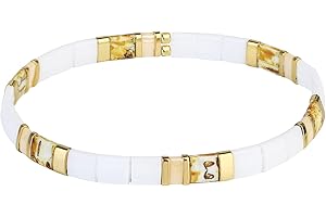 KELITCH Bracelet En Perles Tila Bracelet Extensible Coloré Bracelets Miyuki Bracelets Chaîne Arc-En-Ciel Pour Femme