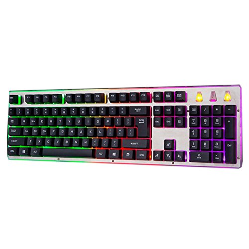 spécifications MDSNFH Light Lightlight Suspension Keycap Wired USB Ergonomic Desktop Computer Gaming Keyboard,Black-45-55cm