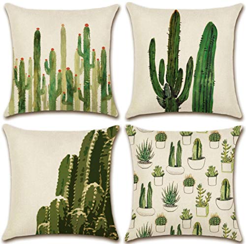 Hixixi 4-Pack Cactus Cushion Cover Throw Pillow Case Cotton Linen Pillowcases Room Decorative 18 x 1 Hixixi 4-Pack Cactus Cushion Cover Throw Pillow Case Cotton Linen Pillowcases Room Decorative 18 x 1