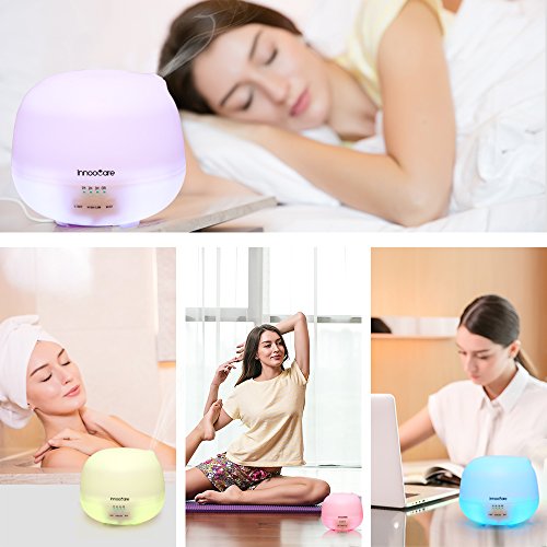 InnooCare Aroma Diffuser 500ml Diffusor Ultraschall Luftbefeuchter Kalten Nebel Technologie Abschaltautomatik Raumbefeuchter mit 7 LED Farbwechsel und Ebook für Babies Yoga Kinderzimmer Schlafzimmer Büro usw. - 5