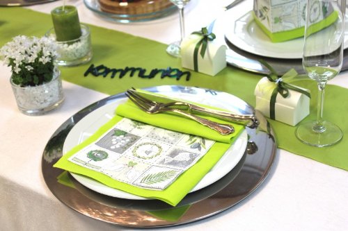 SET: 40+50 Servietten Symbole Kiwigrün Kommunion Konfirmation Fisch Tischdeko Deko - 5