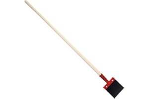 BAUSUPERMARKT24 Stoßscharre 15 cm inkl. Stiel zum selbst montieren wechselbares Federstahlblatt Eisstößer Betonschaber Eiskratzer Schneeschieber mit ca 15 x 15 cm Federstahlblatt und Hartholzstiel