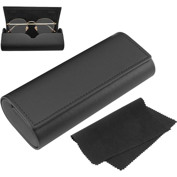 Azlanway Brillenkoker hardcase, premium lederen brillendoos voor dames heren robuuste duurzame magnetische sluiting microvezeldoek licht stabiel draagbaar perfect voor zonnebrillen leesbrillen