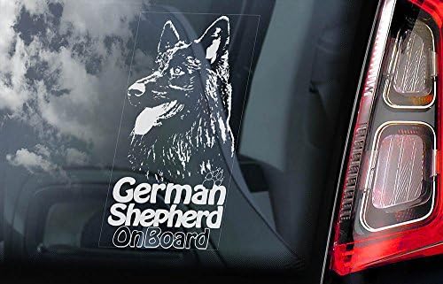 German Shepherd on Board - Car Window Sticker - Dog Sign Decal - Internal Printed -V15