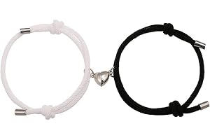 Aucuu Magnetiska armband för par, 1/2 par matchande armband justerbart handgjort sladdarmband, kärlekshjärta klockarmband present till par pojkvän flickvän älskare