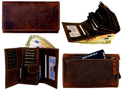 My!Wallet '"My. Wallet – Buffalo Collection – Femme – Portefeuille en cuir 100% cuir de buffle avec gravure inoxydable Blanc – Wild – Porte-monnaie avec porte-cartes 12