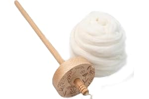 SUNBILIEN Wooden Drop Spindle, Drop Spindle Top Whorl Yarn Spindle Spin Hand Spinning Wool Starter Spinner Kit Wooden, Carved Design for Beginners (Patterned)