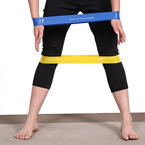 Fitnessbänder Widerstandsband 5er Set Resistance Band Loop Gummi Fitnessband Gymnastikband Übungsband Trainingsbänder Bänder für Yoga, Reha-Sport wann Beinübungen, Widerstand, Sport oder auf Reisen - 7