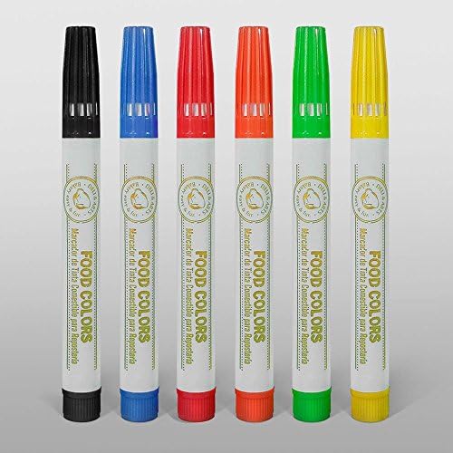 Edible Food Colouring Marker Pen Felt Tip (Pack of 6)