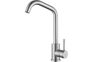 Tondiy Rubinetto da Cucina in Acciaio Inox, Miscelatore Monocomando per Lavello con Beccuccio Girevole a 360°, Rubinetti Acqua Fredda e Calda, Aeratore Rimovibile, Spazzolato