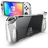 Mumba Custodia per Nintendo Switch OLED 2021, [Serie Thunderbolt] Custodia Trasparente con Impugnatura in TPU, Compatibile co