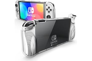 Mumba Custodia per Nintendo Switch OLED 2021, [Serie Thunderbolt] Custodia Trasparente con Impugnatura in TPU, Compatibile con console Nintendo Switch OLED e Joy-Con Controller (Clear)