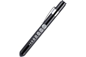 AQSQWQ LED Penlight Lampe, Lampe Stylo LED Réutilisable avec clip de poche, Noir