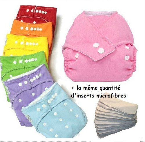 Pack of 21 Single-Sized Assorted-Colour Washable Nappies + 21 Inserts