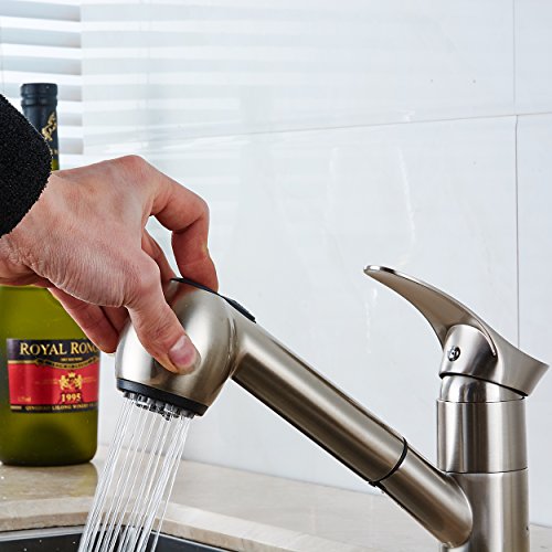 Gimili Küchenarmatur Niederdruck mit Brause Wasserhahn Küche für Armatur Küche Gebürstetes Nickel - 3