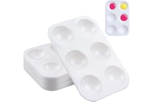 WUPENGZON 12 Pcs Paint Mixing Palette Tray, Mini Rectangular White Watercolour Palette with 6 Wells, Reusable Plastic Painting Palette for Painting Arts And Crafts Painting Craft Work Gouache| 8.3 X 12.0 cm